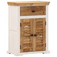 Dressoir 55x30x73 cm massief ruw mangohout wit en bruin - thumbnail