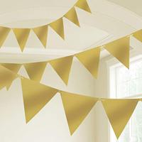 Amscan 9903793 decoratie, wimpelketting van kunststof, 10 m, goudkleurig