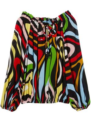 PUCCI blouse imprimée à épaules dénudées - Noir