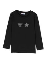 Chiara Ferragni Kids t-shirt en coton à ornements en cristal - Noir