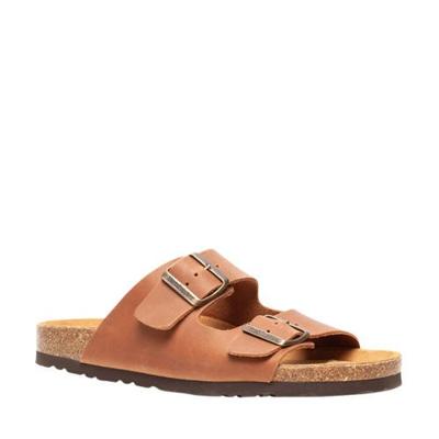 Hush Puppies leren slippers cognac