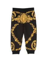 Versace Kids pantalon en coton à imprimé Barocco - Noir - thumbnail