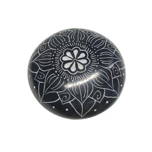 Grijze Gorara Steen Wierookhouder met Mandala Design