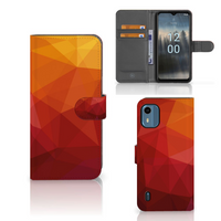 Book Case voor Nokia C12 Polygon Red - thumbnail