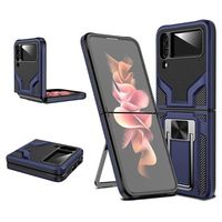 Samsung Galaxy Z Flip4 Hybrid Case met Metalen Standaard - Blauw - thumbnail