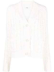 Allude cardigan en laine mélangée à ornements strassés - Blanc