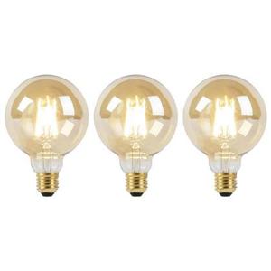 LUEDD Set van 3 E27 dim to warm LED lampen G95 goud 8W 806 lm