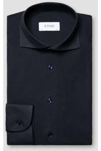 ETON Contemporary Fit Jersey shirt Marine, Effen