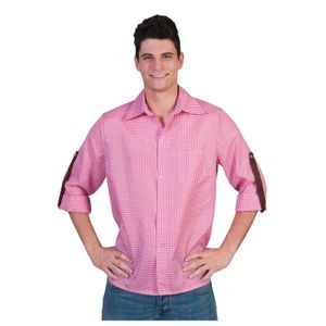 Roze geruite blouse voor heren