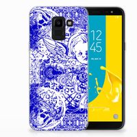 Silicone Back Case Samsung Galaxy J6 2018 Angel Skull Blauw - thumbnail