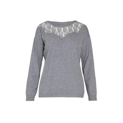 Cassis gemêleerde semi-transparante trui grijs melange Cassis gemêleerde semi-transparante trui grijs melange