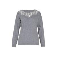 Cassis gemêleerde semi-transparante trui grijs melange