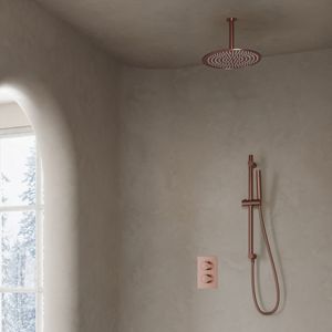 Saniclear Copper inbouw regendouche met 30cm hoofddouche, plafondarm en glijstang geborsteld koper