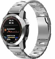 By Qubix - Titanium schakelband - Zilver - Compatible met Garmin Descent G2 - Compatible Garmin bandje - Bandbreedte: 22mm