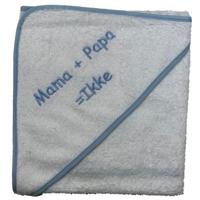 La Petite Couronne badcape Mama + Papa = Ikke katoen junior 75 cm wit/blauw