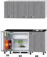 kitchenette 140cm incl inbouw koelkast en kookplaat RAI-349 - thumbnail