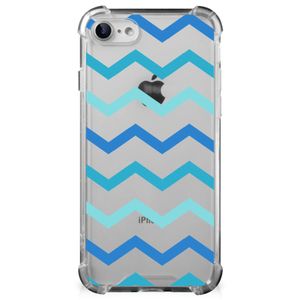 iPhone SE 2022/2020 | iPhone 8/7 Doorzichtige Silicone Hoesje Zigzag Blauw