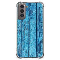 Samsung Galaxy S21 Stevig Telefoonhoesje Wood Blue - thumbnail