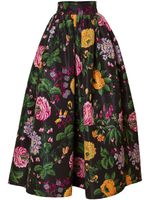 Carolina Herrera jupe bouffante à fleurs - Noir