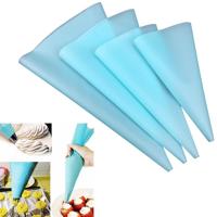 4 stuks siliconen ijsvorming piping Cream gebak tas mondstuk DIY cake versieren tools (EVA tas blauw 4 gemengd)