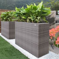 Polyrattan Bloembak 4 delig - Grijs - 95 x 27 x 60 cm