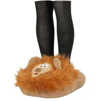 Grote voetenwarmer slof Leeuw one size 30 x 27 cm - Voetenwarmers