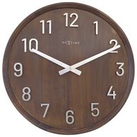 NeXtime NE-3284BR Grote Wandklok - 50cm- Stille Klok - Walnoot Hout - "Precious" - thumbnail