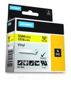 Dymo Rhino Band IND. Vinyl 12 mm x 5.5 m zwart op geel - thumbnail