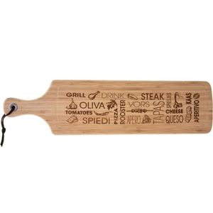 Tapas serveerplank met handvat rechthoek 59 x 15 cm van bamboe hout