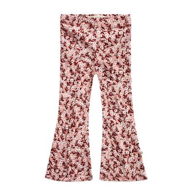 Your Wishes gebloemde flared broek roze/roodbruin/wit