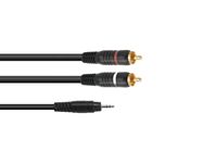 OMNITRONIC Adaptercable 3.5 Jack/2xRCA 1m bk - thumbnail