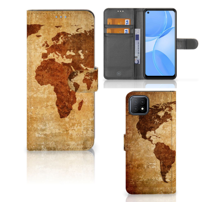 OPPO A73 5G Flip Cover Wereldkaart OPPO A73 5G Flip Cover Wereldkaart