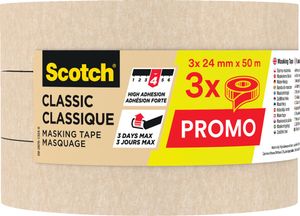 Scotch classic afplaktape, ft 24 mm x 50 m, pak van 3 stuks