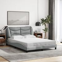 VidaXL Bedframe Met Hoofdbord Stof Lichtgrijs 120x200 cm, Ombouw, 2-Persoons Bed, Gebogen Frame, Bedbodem