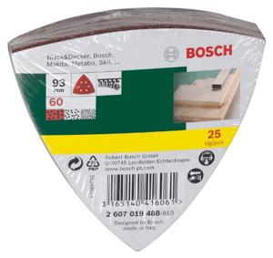 Bosch Accessories 2607019488 Deltaschuurpapier Met klittenband, Geperforeerd Korrelgrootte (num) 60 Hoekmaat 93 mm 25 stuk(s)