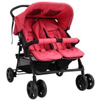 VidaXL Tweelingkinderwagen staal rood - thumbnail