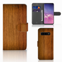 Samsung Galaxy S10 Book Style Case Donker Hout - thumbnail