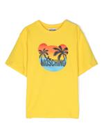 Moschino Kids Katoenen T-shirt met logoprint - Geel