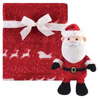 Hudson Baby 2 Piece Unisex Baby Plush Blanket with Toy, Santa, One Size