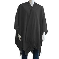 Luxe omslagdoek/poncho - antraciet - 180 x 140 cm - fleece - Dameskleding accessoires - thumbnail