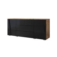 Meubella Dressoir Pure - Zwart - Eiken - 150 cm