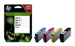 HP 364 originele zwart/cyaan/magenta/gele inktcartridges, 4-pack