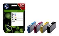 HP 364 originele zwart/cyaan/magenta/gele inktcartridges, 4-pack