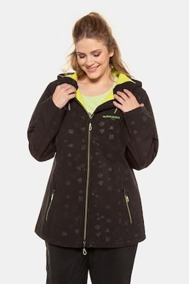 Ulla Popken Jas softshell, winddicht, waterafstotend, capuchon  - Grote Maten
