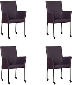 Set van 4 Donkerpaarse leren moderne eetkamerstoelen Comfort - Toledo Leer Merlin (donkerpaars leer)