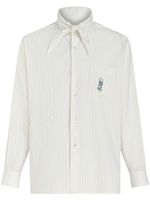 ETRO floral-embroidered striped shirt - Tons neutres