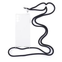 Shop4 - Oppo Reno4 5G Hoesje - Zachte Back Case met Koord Zwart