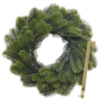 Kerstkrans 50 cm - groen - met gouden hanger/ophanghaak - kerstversiering - thumbnail