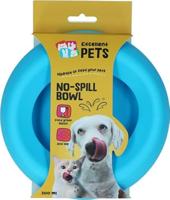 Excellent Pets Voedsel- en drinkbak voor honden en katten, 300 ml, voederbak met anti-slip bodem, S, spatbeschermingsrand, siliconen drinkbak, blauw