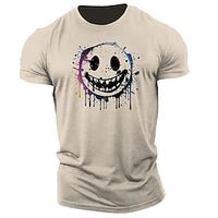 grimas glimlach gezicht print heren grafisch katoenmix t-shirt grappig shirt korte mouw comfortabel casual t-shirt outdoor straat zomer mode designer kleding Lightinthebox - thumbnail